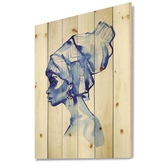 Designart - Blue Fashion Portrait of Afro American Woman